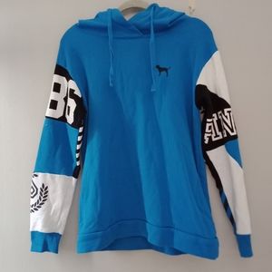 PINK Victoria's secret blue long sleeve hoodie sz XS